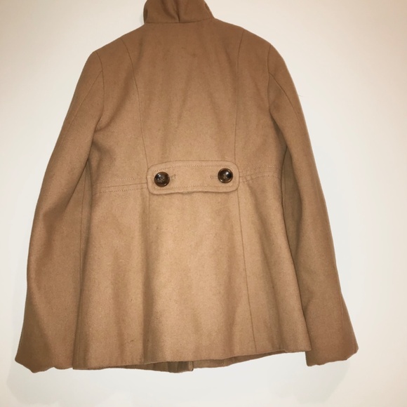 Old Navy Camel Ruffle Neck Peacoat S Tan Wool Blend - Preppy Old Money Chic - Picture 9 of 14